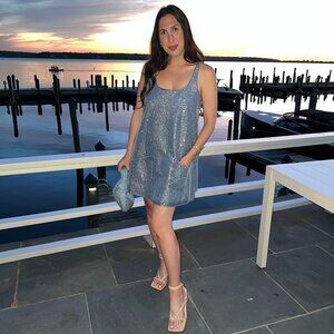 Triarchy Ms. Perri All-over Crystal Mini Dress In Denim SIZE S